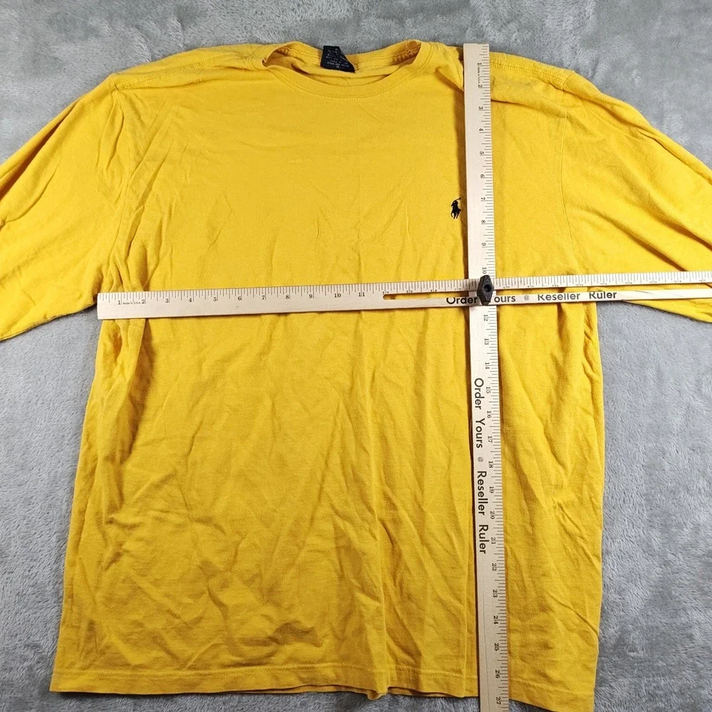 Vintage Polo Ralph Lauren Shirt Mens Large Yellow Long Sleeve Pony Crew Neck 90s